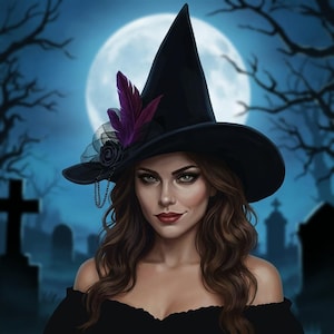Ren Faire häxhatt, Halloween-slingrande hattar, Medeltida häxhatt med festival, Prickig häxhatt, Spöklik dräkt med gotisk hatt, Trollkarlshalloweenhattar