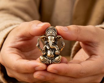 Escultura vintage de latón del dios elefante tailandés - Arte de escritorio para el hogar, oficina, té, accesorios para mascotas, serie artesanal