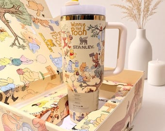 Winnie the Pooh 40oz Stanley Tumbler | Insulated Stainless Steel Travel Mug (Gift Box) with Custom Name