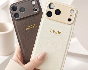 Custom Embossed Leather Phone Case, Monogram iPhone Case, Personalized Case for iPhone 18 17 16 Pro Max, Custom Phone Case Personalised Case
