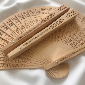 100 Personalized Wooden Wedding Fans | Custom Engraved Hand Fans for Wedding Guests | Rustic Sandalwood Wedding Favors | Bridal Shower