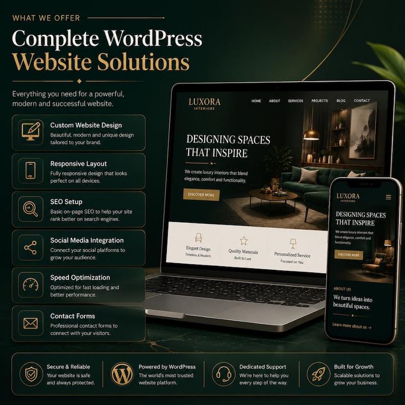 Responsive business website design for desktop, tablet, and mobile devices with professional WordPress website development for small businesses.