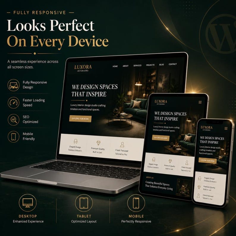 Website redesign service showing before and after results with improved user experience, modern WordPress design, and responsive website development.