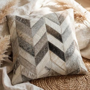 Cowhide Cushion Covers, Real Cow Hide Pillow Cover, Hair on Hide Cushion, Farmhouse Decor, 16x16 & more, Lumbar Cover, Patchwork Cushions