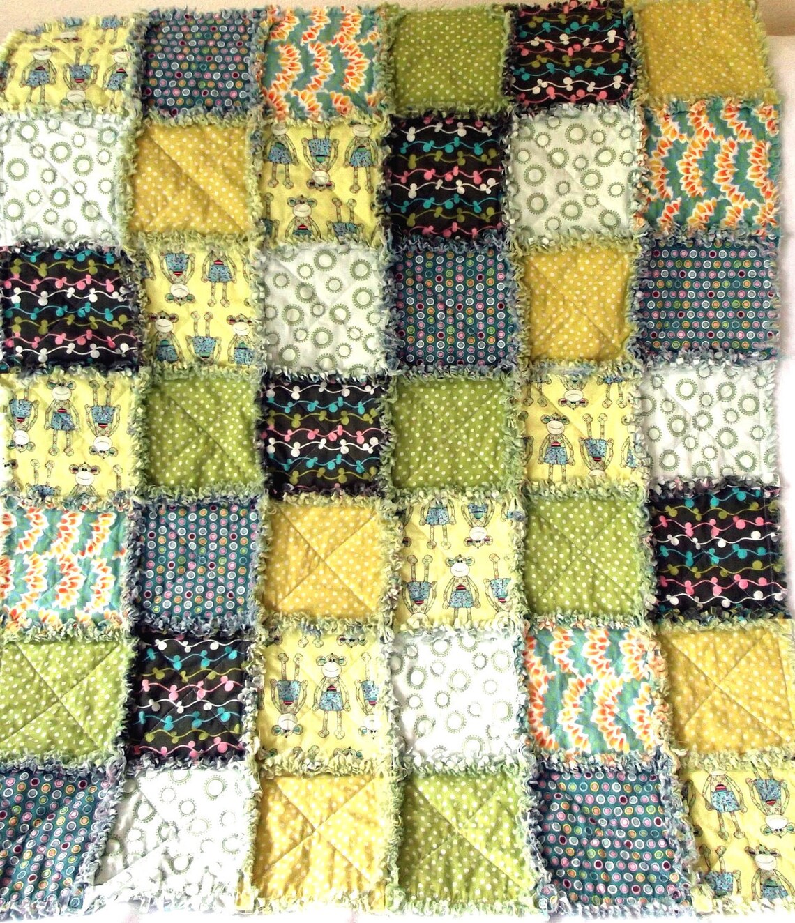 Rag Blanket for Baby or Child Monkeyshines Etsy