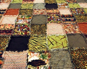 Quilt, Adult Teen or Child's Rag Blanket - African Safari