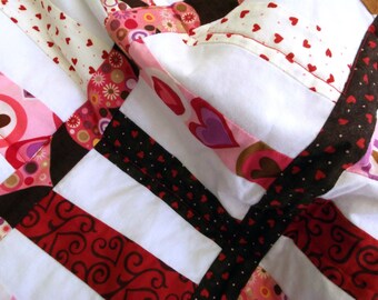 Quilt, Adult Teen or Child's Throw, Blanket of Hearts