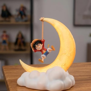 Einteiler Luffy Moon Lampe | Anime Nachtlicht Schreibtischdekoration | Magnetische Control Silhouette Light