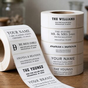 Custom Address Labels on Rolls, Personalized Mailing Stickers (Wedding, Business)