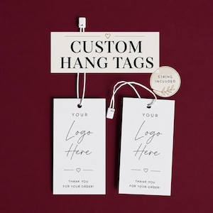 Custom Printed Hang Tags, Boutique Brand Labels, Clothing Jewelry Packaging (String Included)