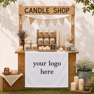 Custom Logo Table Runner Banner, White Vinyl Table Runner Sign, Pottery Vendor Booth Banner, Bakery Pop Up Table Decor