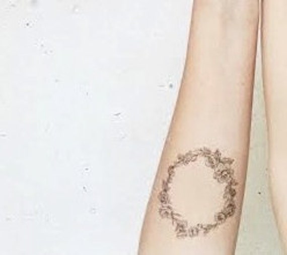 Petite Couronne Floral Tatouage Temporaire Botanique Design
