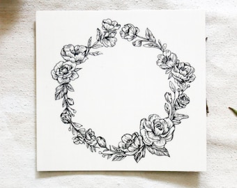 Small Floral Wreath Temporary Tattoo Botanical Design 3" x 3"