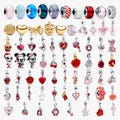 Red and pink beaded bracelet, opal glass beads, heart-shaped flower holiday pendant.Fit Pandora European Bracelet Charms,Gift for Her product logo