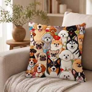 Dog Lover Gift Cute Dog Breed Cushion Cover Soft Short Plush Throw Pillow Case With Insert Option 3D Effect Printed Puppy Pattern Cozy Decor