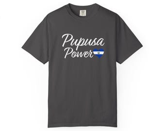 Koszulka Pupusa Power, zabawna koszulka salwadorska, prezent z okazji dziedzictwa hiszpańskiego | Serce z flagą Salwadoru, koszulka z motywem dumy kulinarnej