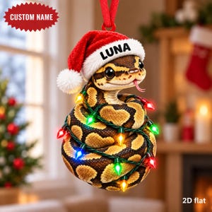 Personalisierter Weihnachtsschmuck in Schlangenform, niedliche Reptilien-Weihnachtsbaumdekoration nach Wunsch, festliche Schlangen-Erinnerung zum Aufhängen, kleines Geschenk für den Nikolausstiefel