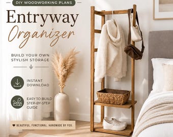 Lightweight Wooden Entryway Organizer Rack | Instant Closet Stand with Shelf | Minimalist Hall Tree for Small Spaces