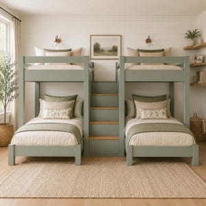 Heavy Duty Bunk Bed Plans, Twin Full Queen Size Bed Plans, DIY Wooden Bunk Bed with Stairs, Digital Woodworking Plans PDF