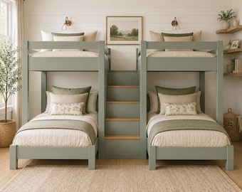 Heavy Duty Bunk Bed Plans, Twin Full Queen Size Bed Plans, DIY Wooden Bunk Bed with Stairs, Digital Woodworking Plans PDF