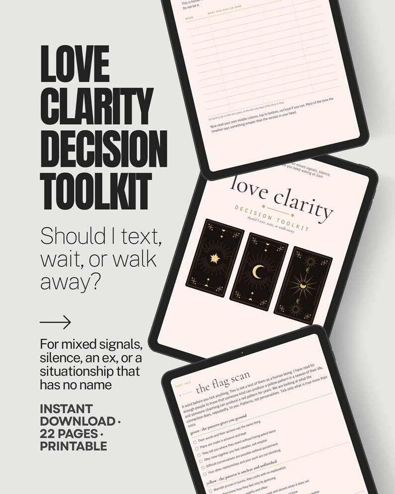 Decision Workbook for Love, Should I Text Wait or Walk Away, Printable Relationship Journal, Mixed Signals No Contact PDF