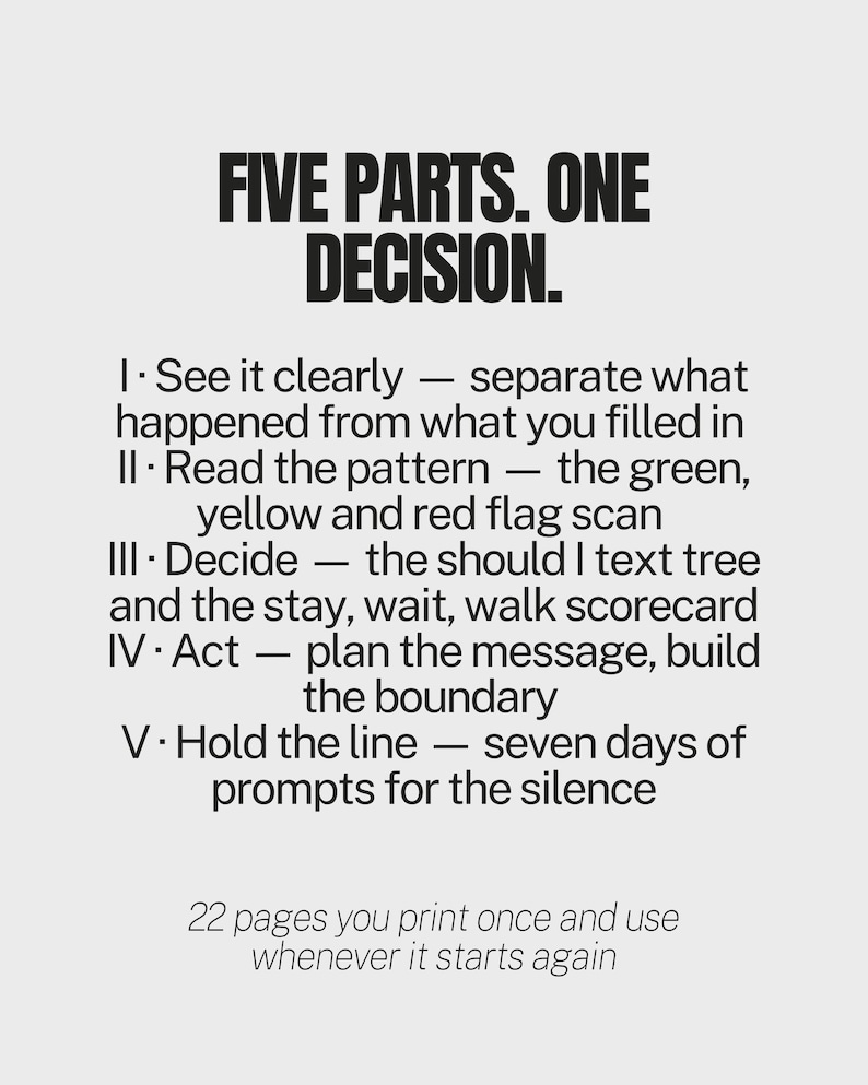 Decision Workbook for Love, Should I Text Wait or Walk Away, Printable Relationship Journal, Mixed Signals No Contact PDF