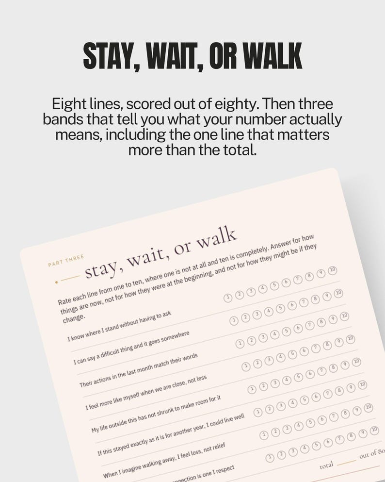 Decision Workbook for Love, Should I Text Wait or Walk Away, Printable Relationship Journal, Mixed Signals No Contact PDF