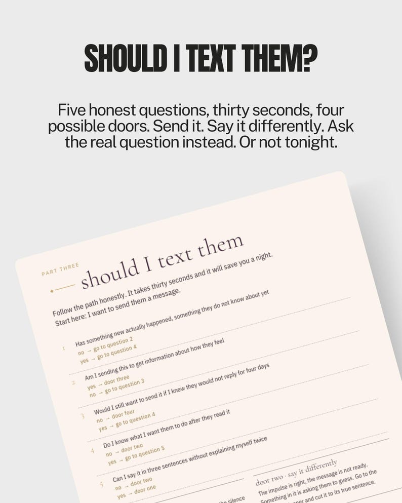 Decision Workbook for Love, Should I Text Wait or Walk Away, Printable Relationship Journal, Mixed Signals No Contact PDF