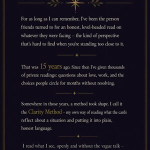 Luna Clarity Is This the Right Time timing tarot reading cover image, dark starry background with tarot cards, same-day written decision clarity report.