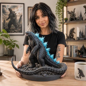 Godzilla STL File – High Detail Kaiju Diorama, Monster Statue 3D Print Model, Digital Download
