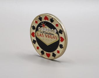 Jeton métallique protège-carte de poker - Las Vegas / Card Guard Metal Poker - Texas Hold'em Accessory