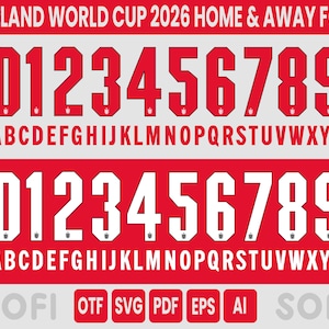 England 2026 Fußball Jersey Schriftart | Home Away Sport Typografie (Digitaler Download)