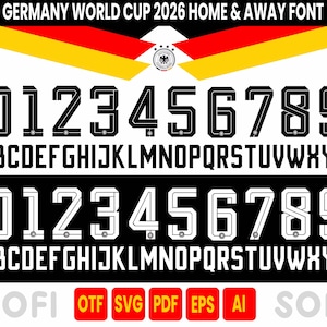Lettertype voetbalshirt Duitsland 2026 | Thuisuitsporttypografie (digitale download)