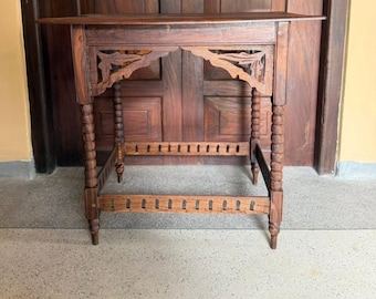 Vintage Nadun Holzhocker | Handgefertigtes Traditionelles Holzakzentstück