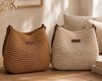 Sac à bandoulière en paille tressée, sac à main en rotin, sac à main d'été pour les vacances à la plage, accessoire de villégiature