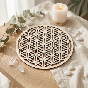Flower of Life kristallen rasterbord | Decor Heilige Geometrie | Cadeau chakrahealing | Spiritueel altaar