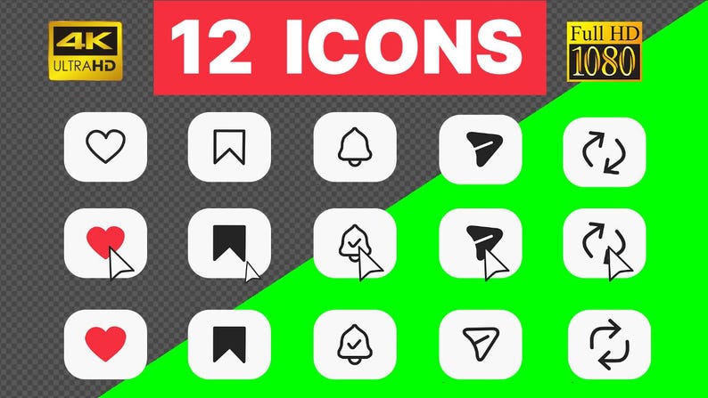 Like Save Share Dm Bell Repost Animated Icons, Instagram Reels Video ...