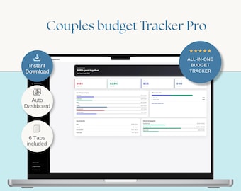 Couples Budget Tracker Pro, Shared Expenses Dashboard (Digital Download)