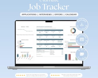 Job Search Tracker Spreadsheet, Applications, Interviews, Offers (Digital Download)