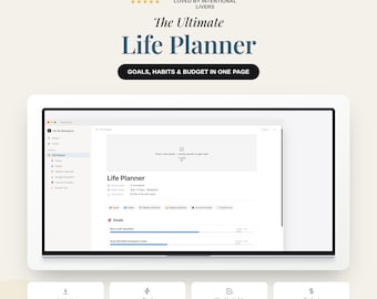 All-in-One Notion Life Planner Template, Goals, Habits, Budget, Journal (Digital Download)