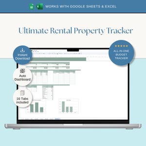 Ultimate Rental Property Tracker Spreadsheet, Automated Rent Roll & Landlord Dashboard, Google Sheets and Excel