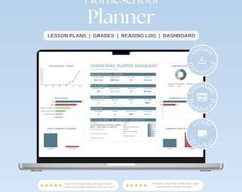 Homeschool Planner | Attendance Log, Lesson Planner & Assignment Tracker | Google Sheets and Excel