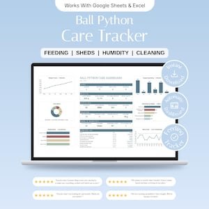 Ball Python Enclosure Maintenance Tracker | Feeding, Shed and Humidity Log | Google Sheets & Excel Template
