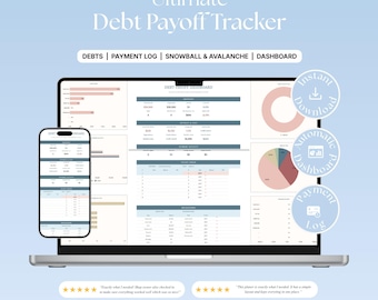 Debt Payoff Tracker Spreadsheet, Automated Snowball & Avalanche Method Tracker, Google Sheets and Excel