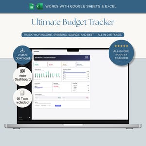 Ultimate Budget Tracker App, Interactive Budget Dashboard with Debt & Savings Goals, Standalone HTML Tool