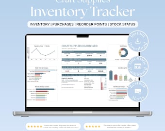 Craft Supplies Inventory Tracker | Google Sheets and Excel Craft Supply Organizer (Digital Download)