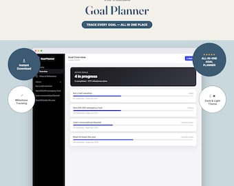 Goal Planner, Milestone Tracker, Category Goals (Digital Download)