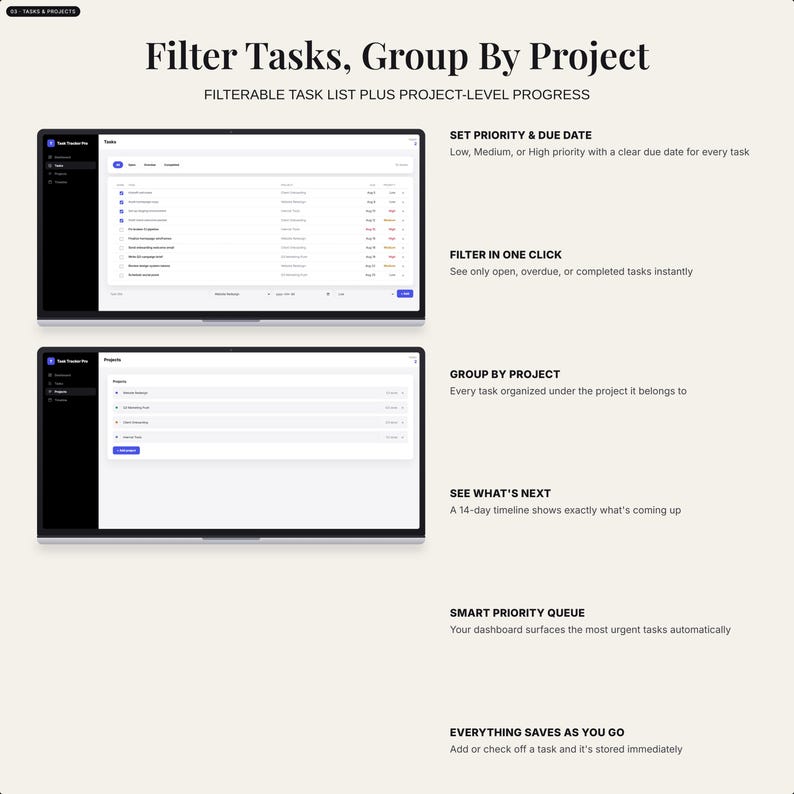 Task Tracker App, Productivity Dashboard (Digital Download) image 3