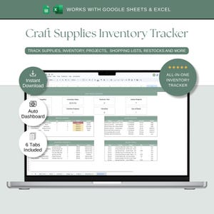 Craft Supplies Inventory Tracker | Google Sheets and Excel Craft Supply Organizer (Digital Download)