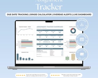 Student Assignment Tracker Spreadsheet, Google Sheets & Excel Planner (Digital Download)